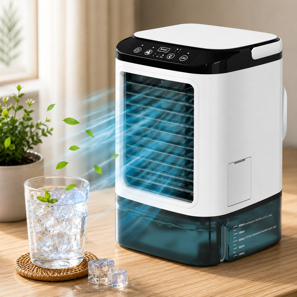Portable USB Air Cooler Fan with Dual Mist Spray
