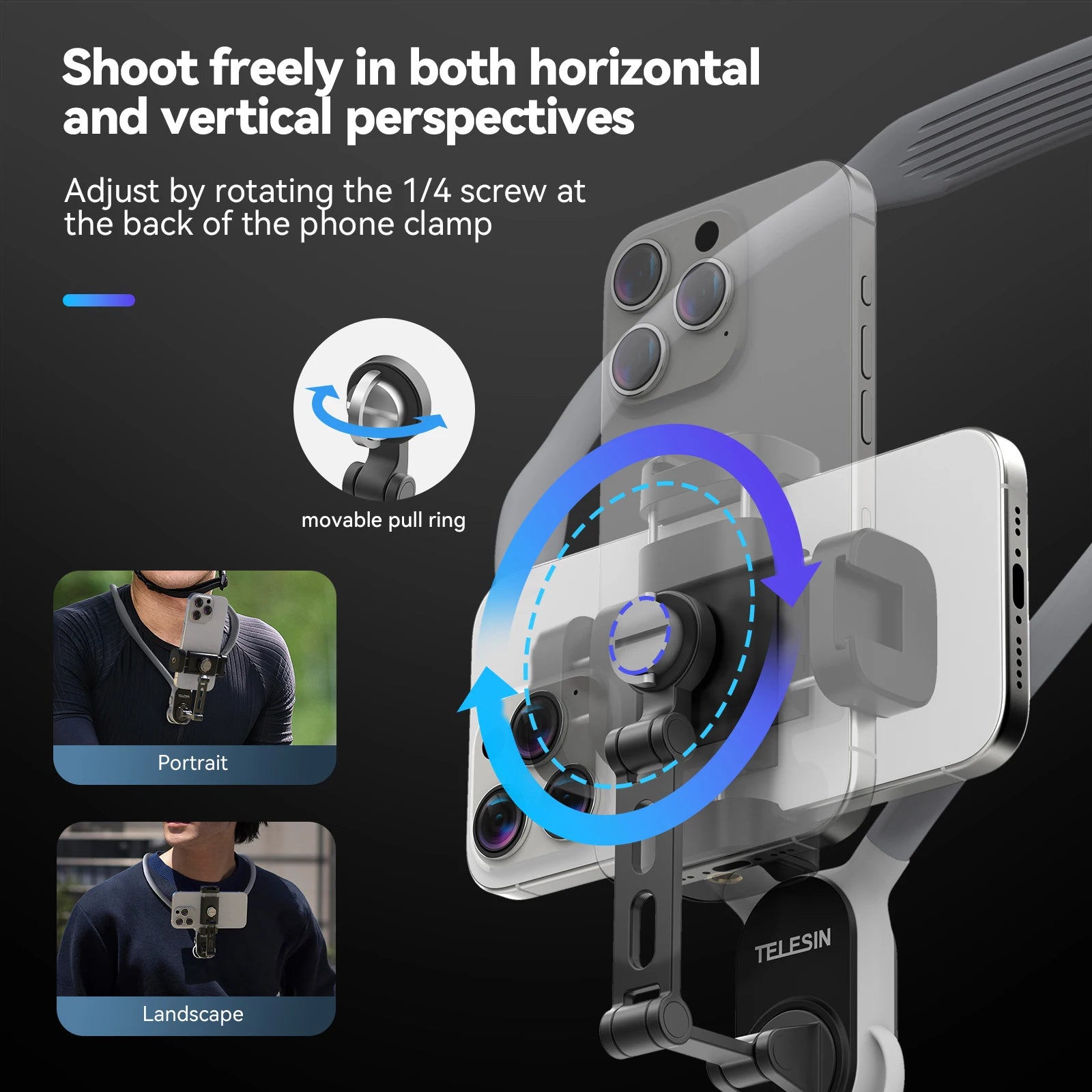 Hands-Free Neck Phone Holder with 360° Rotation