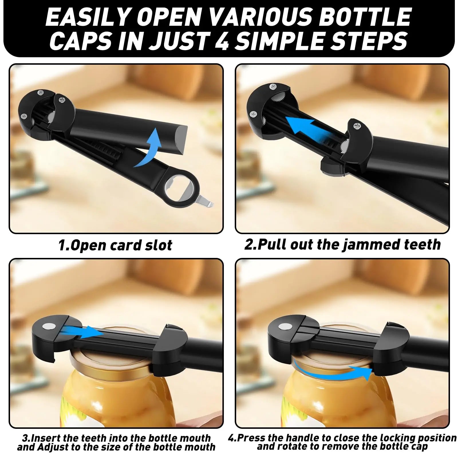 Adjustable Stainless Steel Jar & Bottle Opener