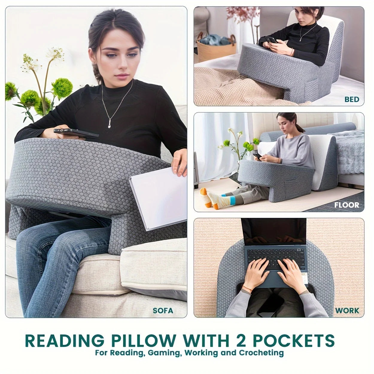 Memory Foam Reading Pillow with Arm Support