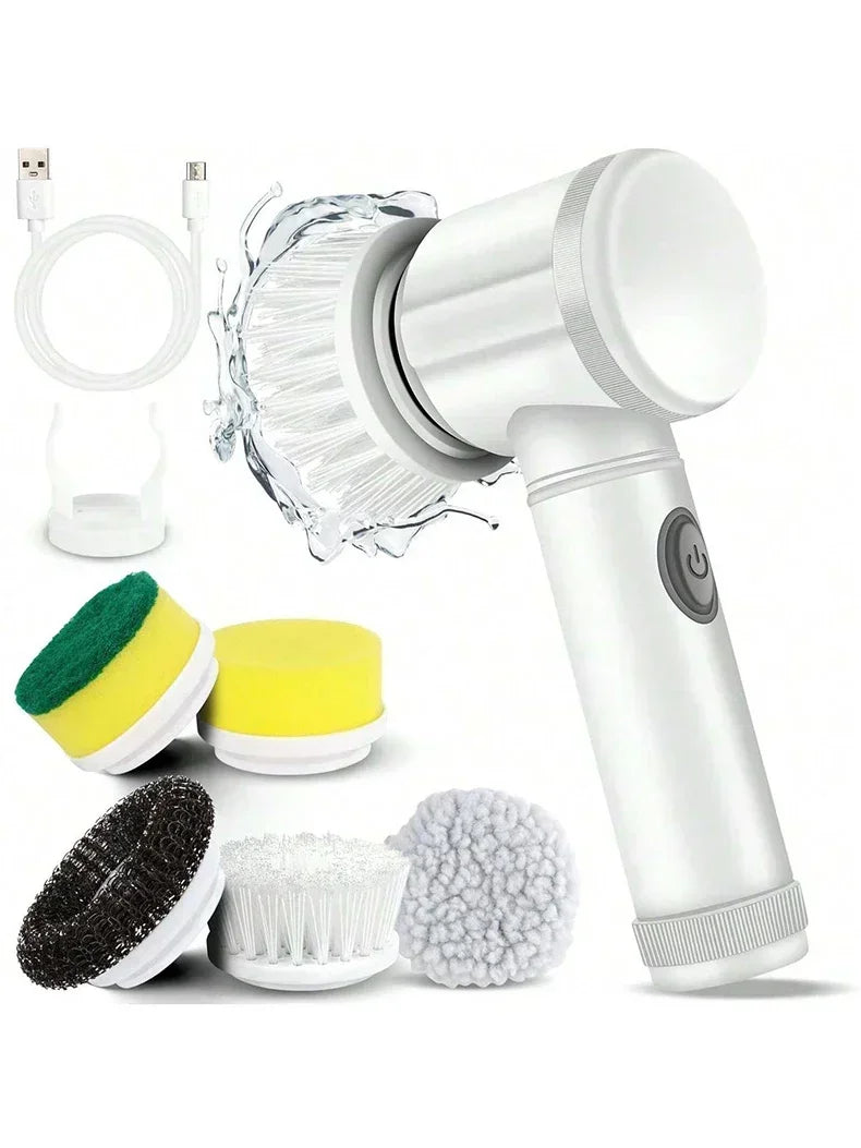 5-in-1 Electric Spin Scrubber with Replaceable Brush Heads