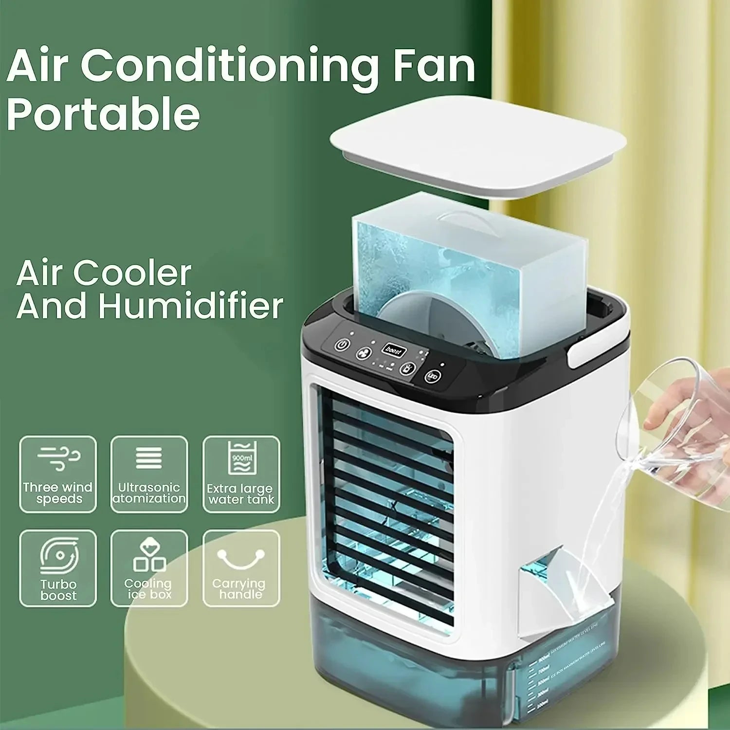 Portable USB Air Cooler Fan with Dual Mist Spray