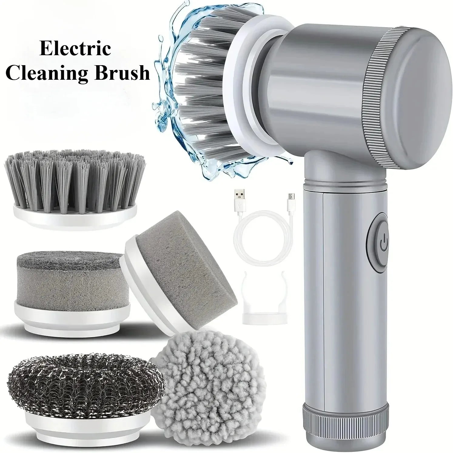 5-in-1 Electric Spin Scrubber with Replaceable Brush Heads