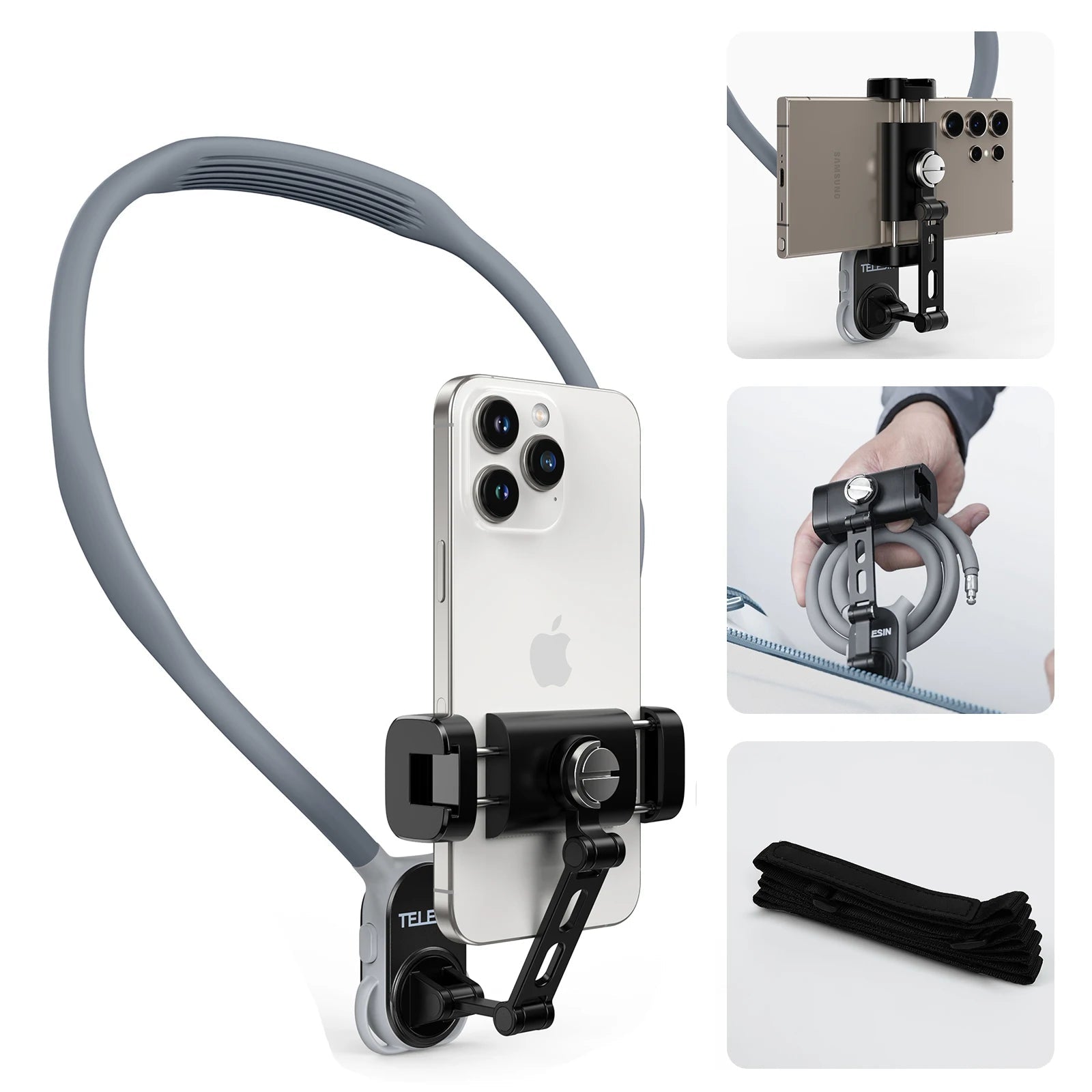 Hands-Free Neck Phone Holder with 360° Rotation