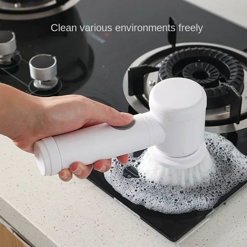 5-in-1 Electric Spin Scrubber with Replaceable Brush Heads